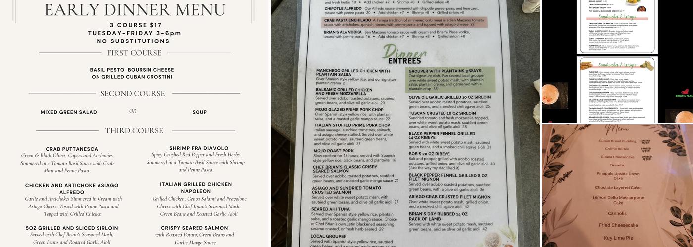 Brian's Place Menu