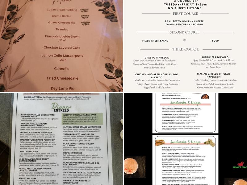 Brian's Place Menu
