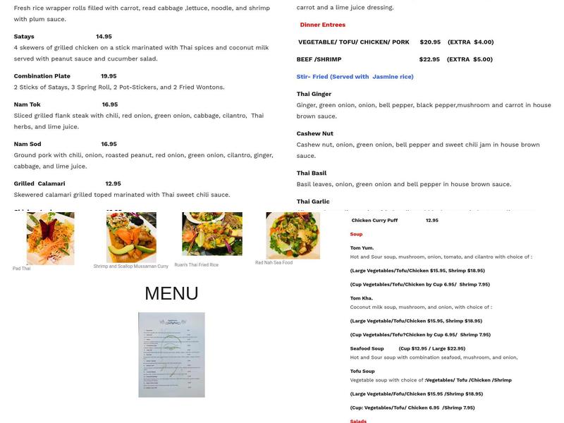 Ruan Thai Cuisine Menu