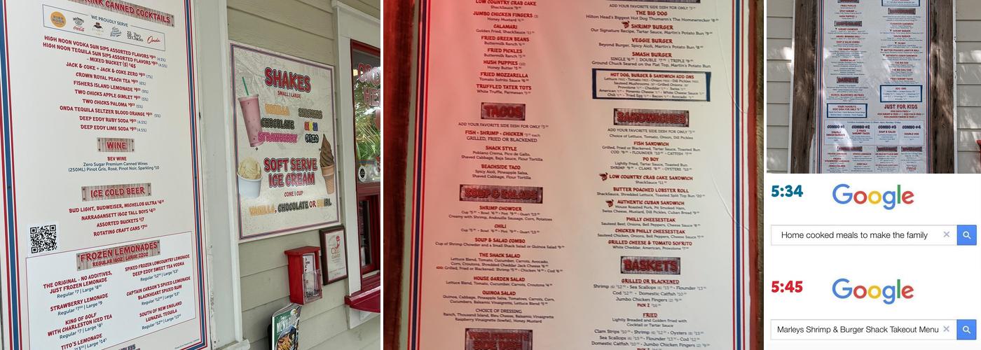 Marley's Shrimp & Burger Shack Menu