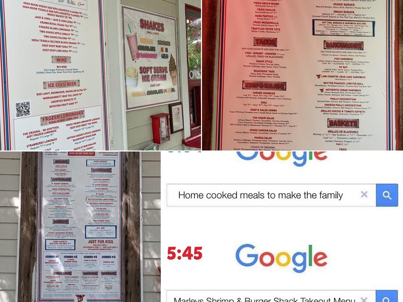 Marley's Shrimp & Burger Shack Menu