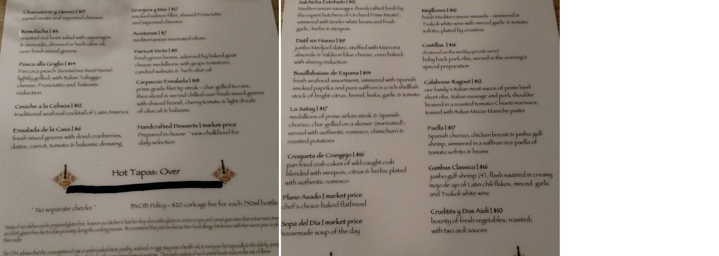 Tapas Calpé Menu