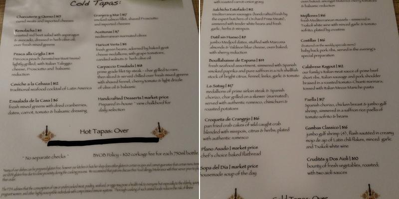 Tapas Calpé Menu