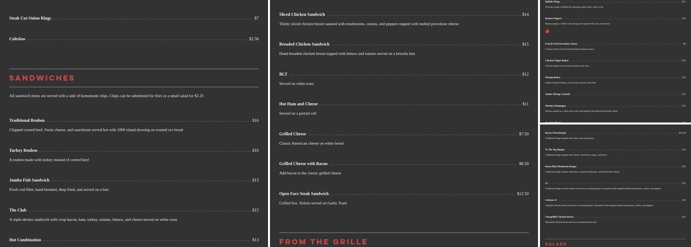 Old Route 66 Grille Menu