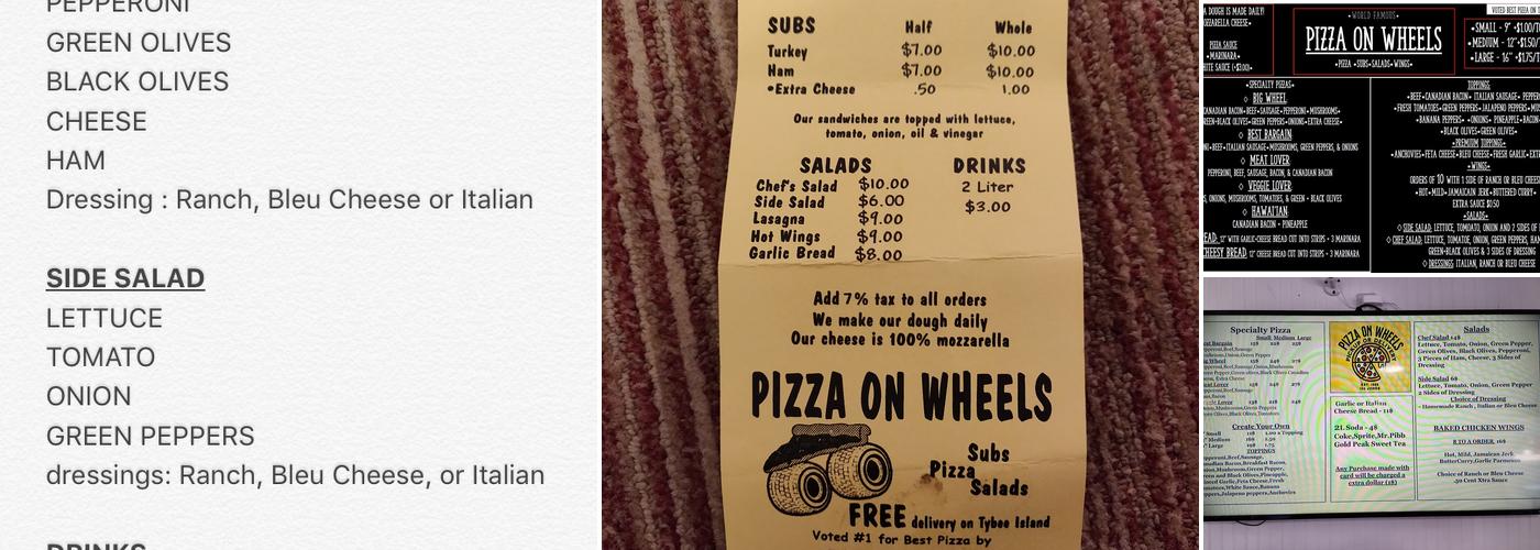 Pizza On Wheels Menu