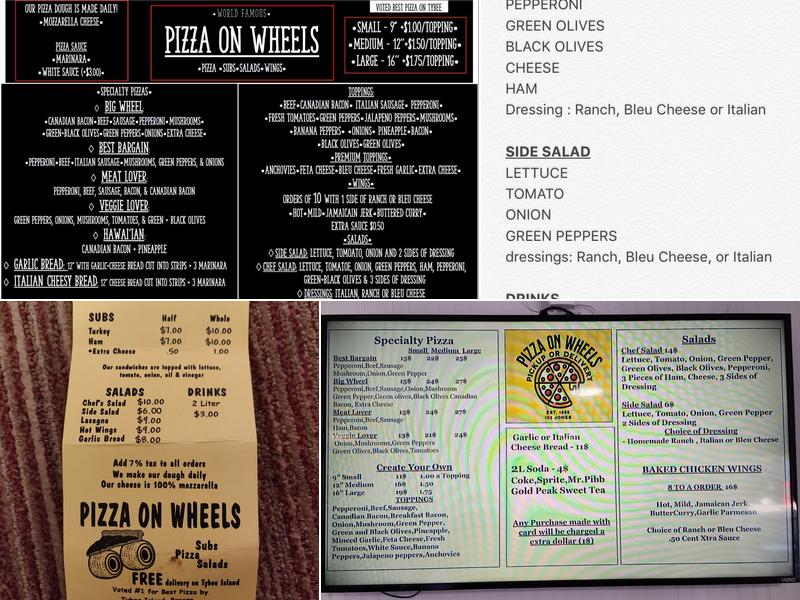 Pizza On Wheels Menu