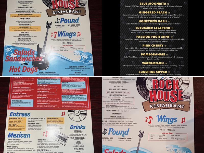 Rock House Menu