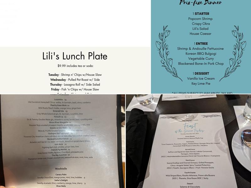 Lili's Restaurant and Bar Menu