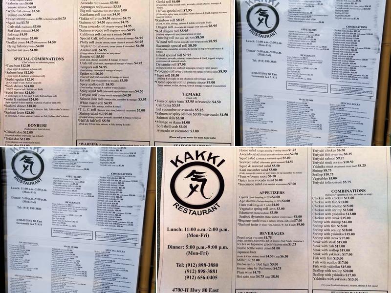 Kakki Restaurant Menu