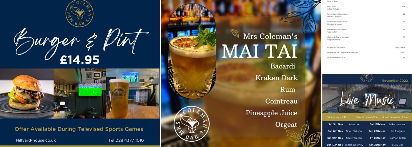 Mrs Coleman's Bar Menu