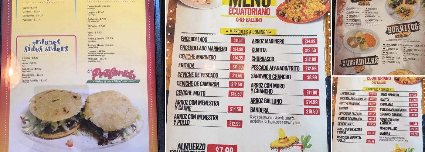 La preferida Menu