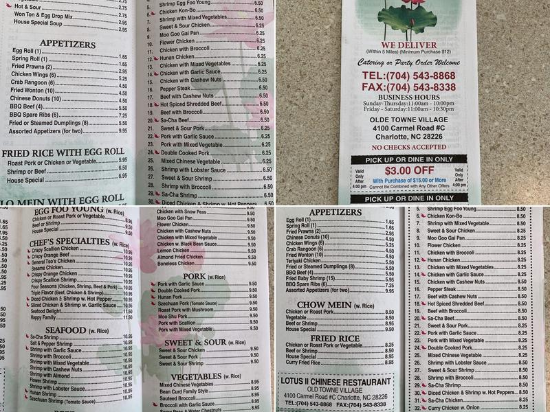 Lotus Chinese Cuisine II Menu