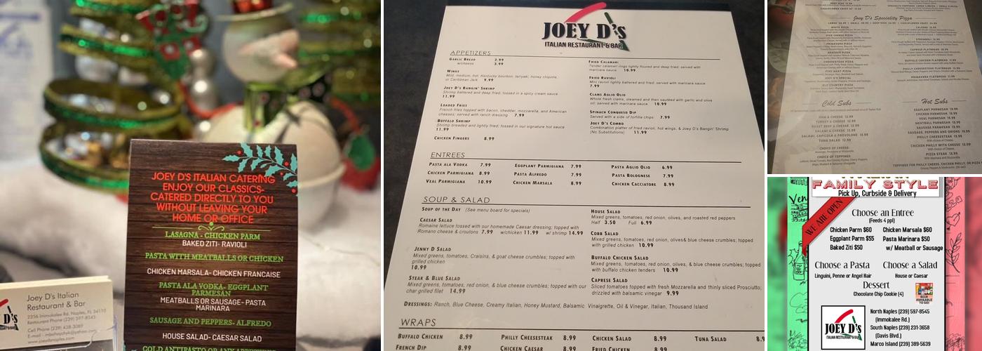 Joey D's Italian Restaurant Menu