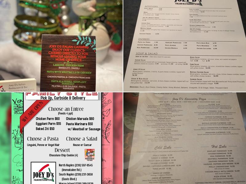 Joey D's Italian Restaurant Menu