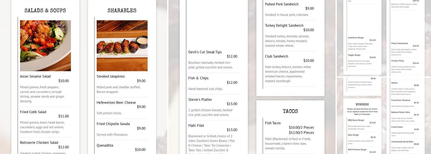 Bradshaw Social House Menu