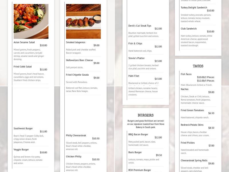 Bradshaw Social House Menu