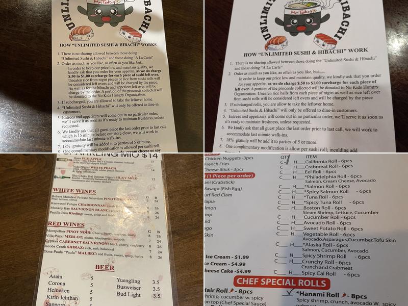 Mr Tokyo Japanese Restaurant Menu