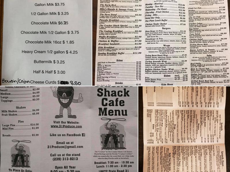 31 Produce/Cracker Shack Cafe Menu