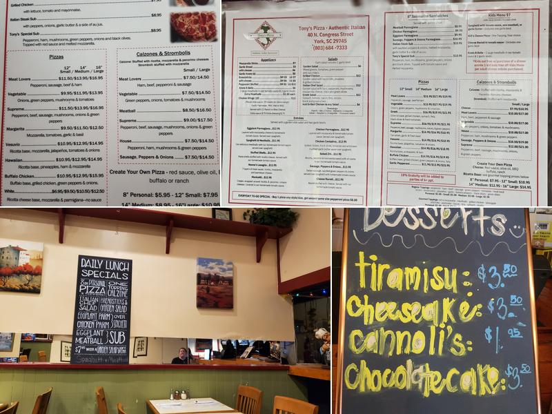 Tony's Pizza & Italian Restaurant Menu