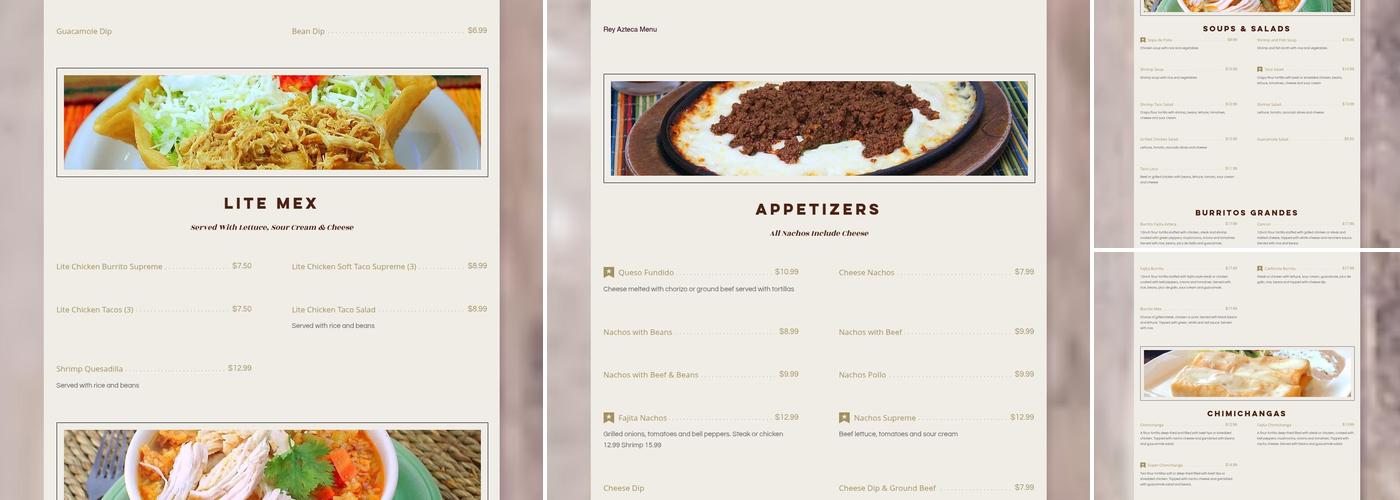 Rey Azteca Menu
