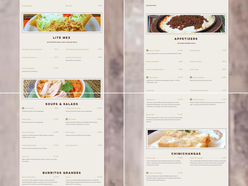 Rey Azteca Menu