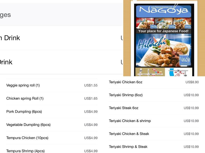 Nagoya Japanese Restaurant Menu