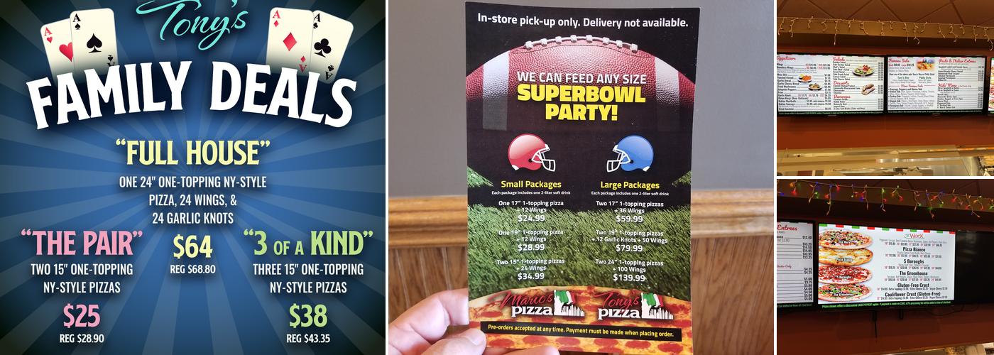 Tony's Pizza Galleria Menu