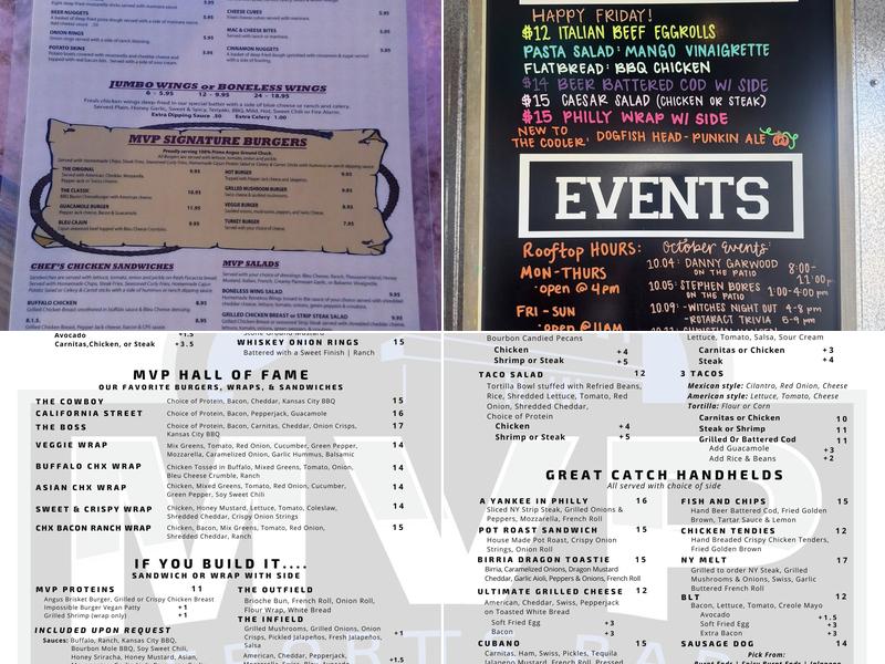 MVP Sports Bar Menu