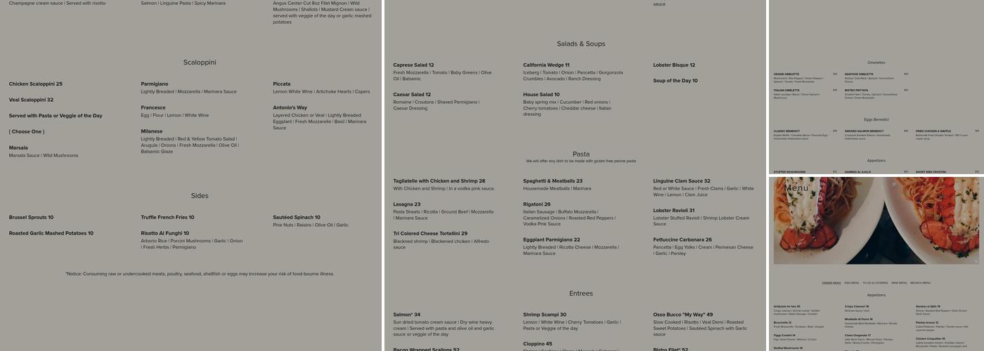 Bistro D'Antonio Menu