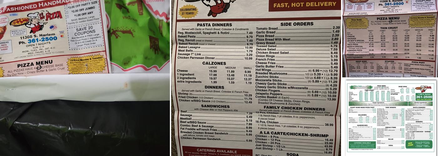 Oh Boy Pizza Menu