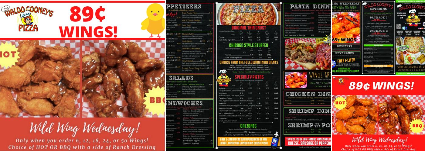 Waldo Cooneys Pizza Menu