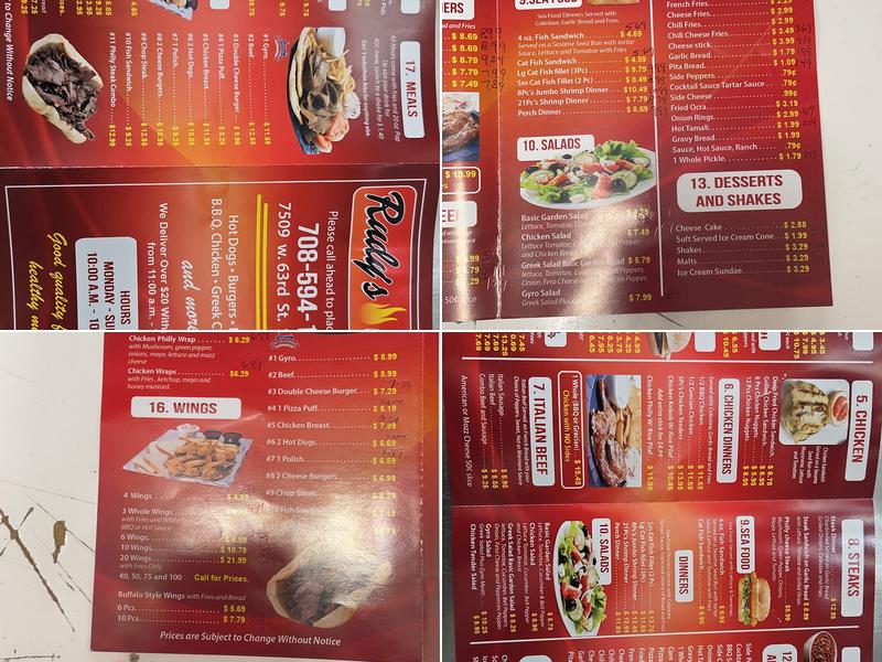 Rudy's Grill Menu