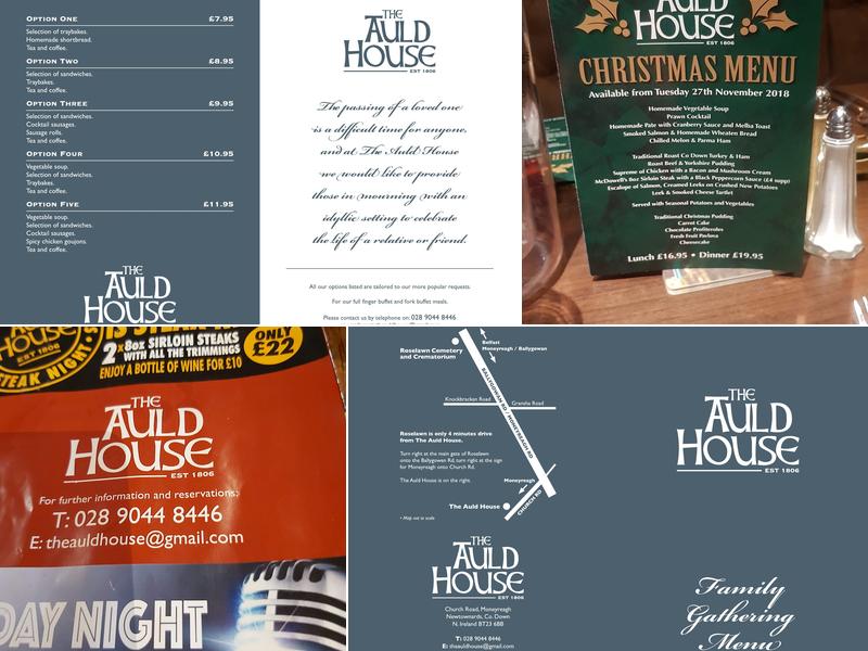 The Auld House Menu