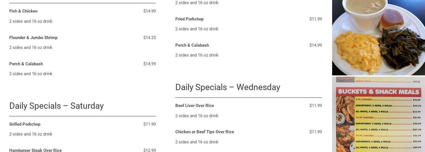 Chicken Bucket Menu