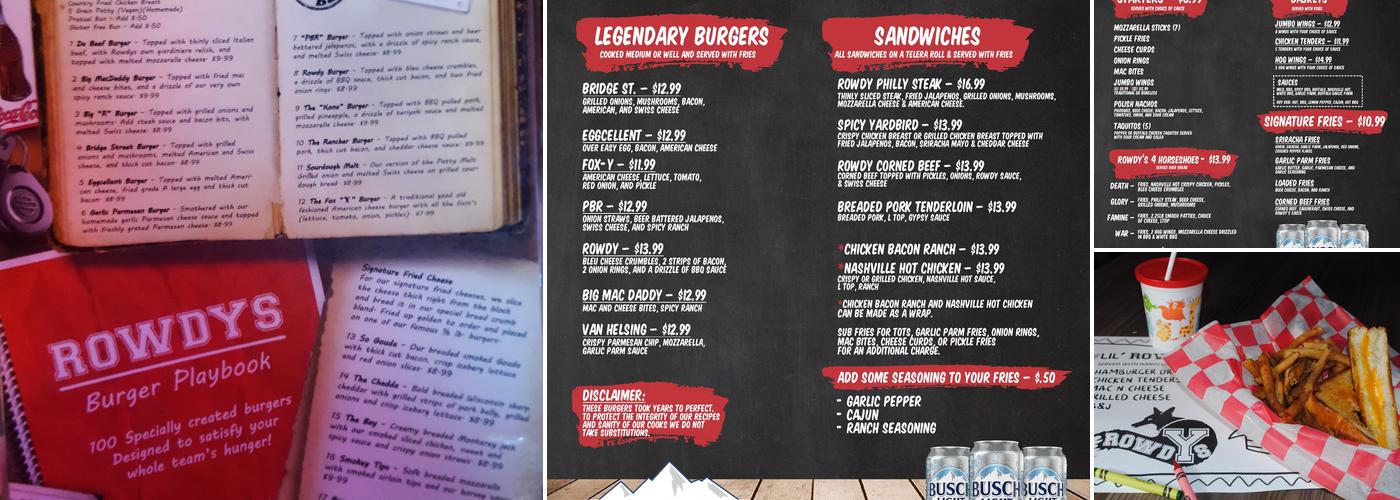 Rowdy's Menu