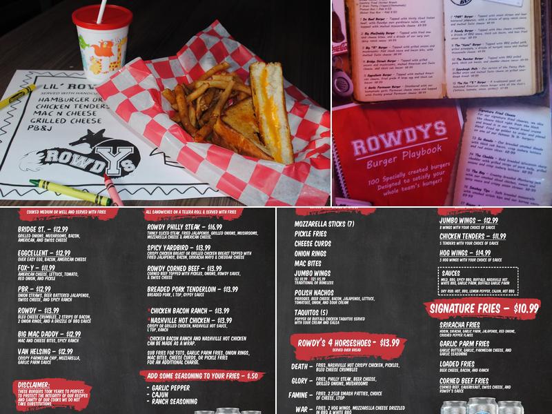 Rowdy's Menu