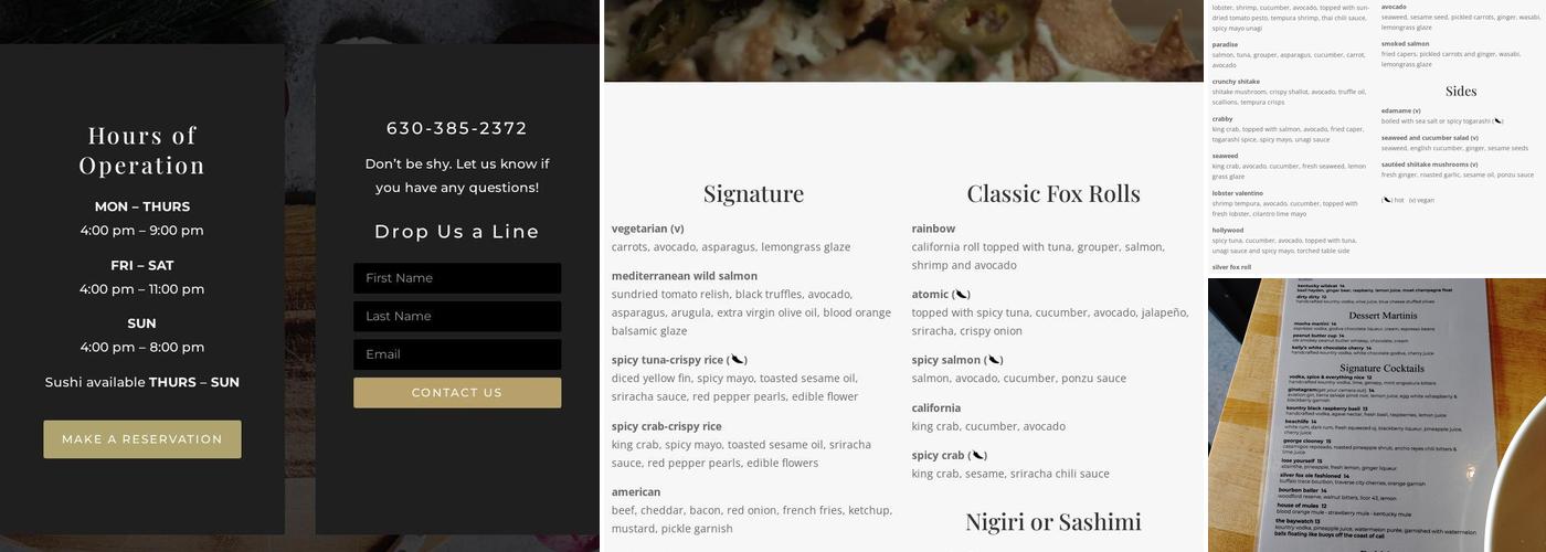 Silver Fox Bar & Grill Menu