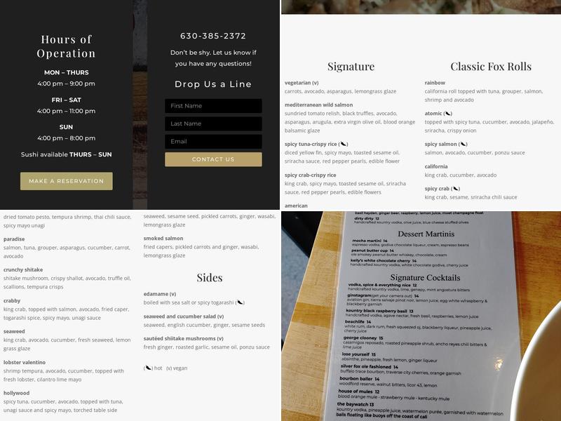 Silver Fox Bar & Grill Menu