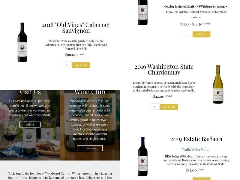 Woodward Canyon Winery Menu