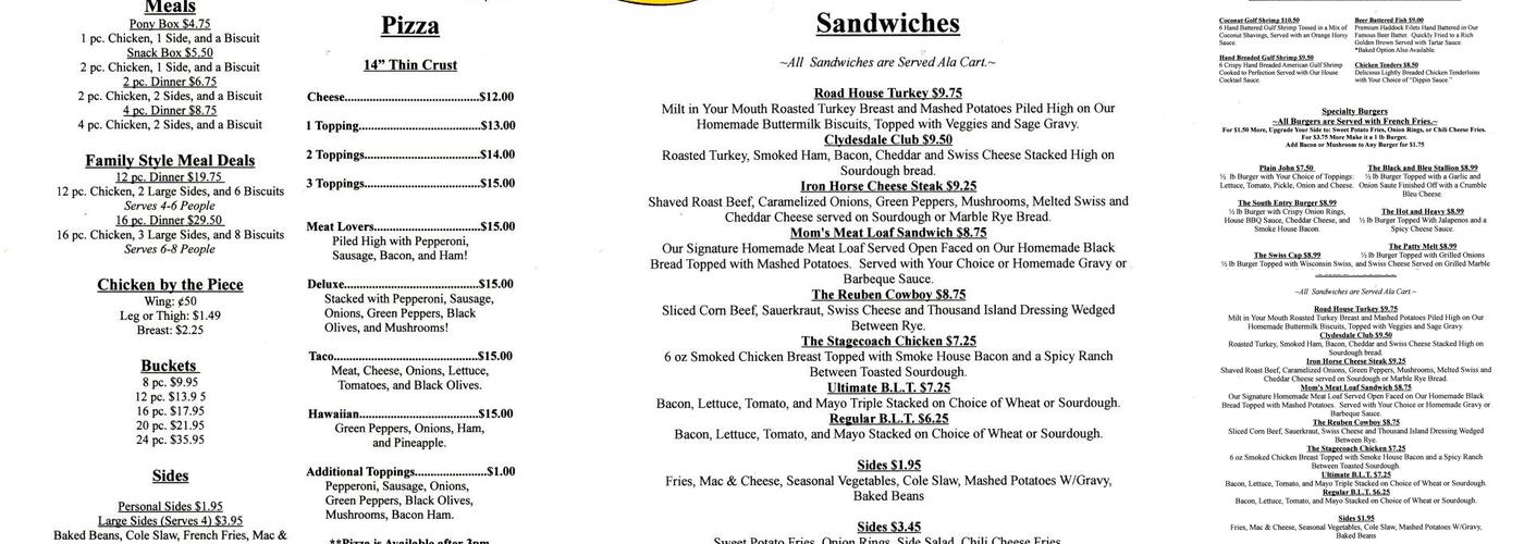 Iron Horse Menu