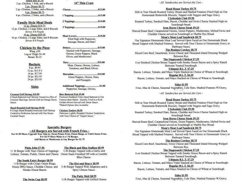 Iron Horse Menu