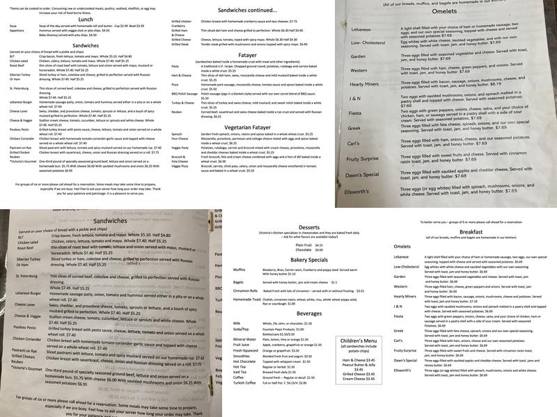 Victoria's Kitchen Menu