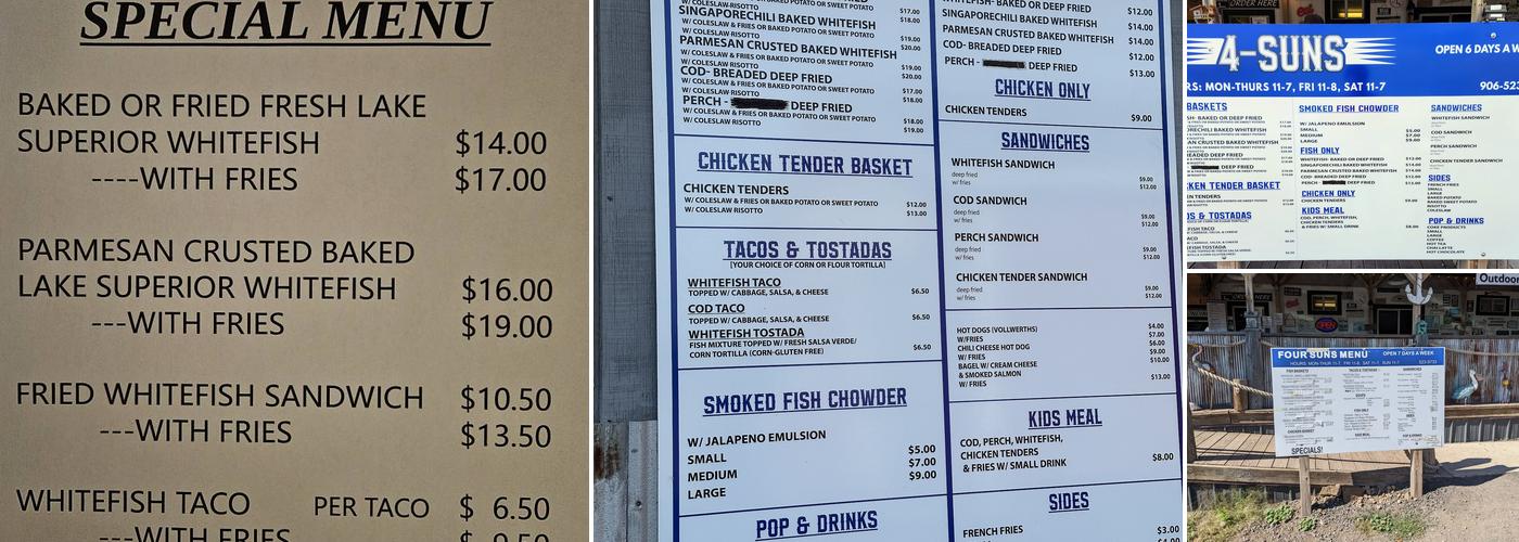 Four Suns Fish & Chips Menu