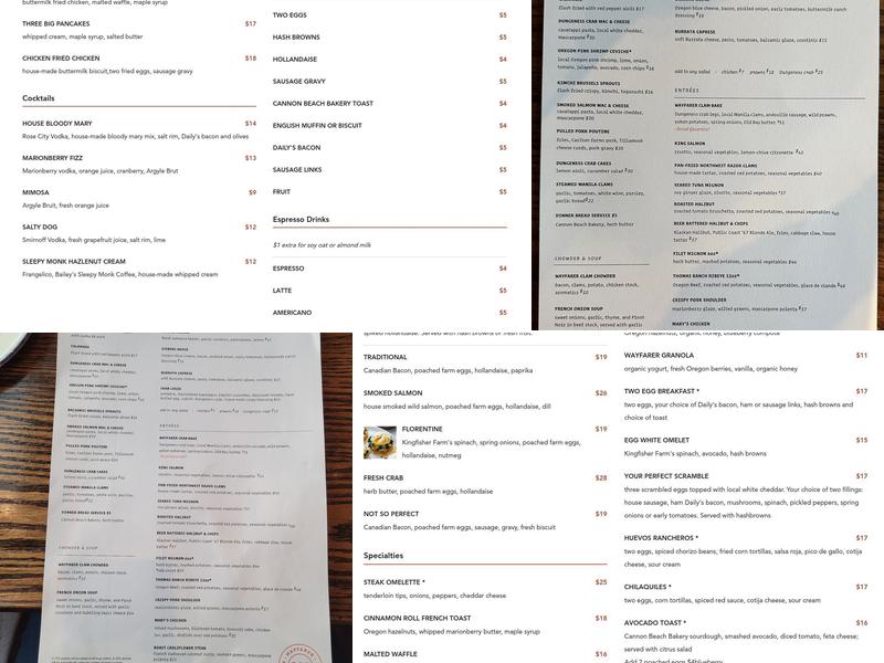 The Wayfarer Restaurant and Lounge Menu