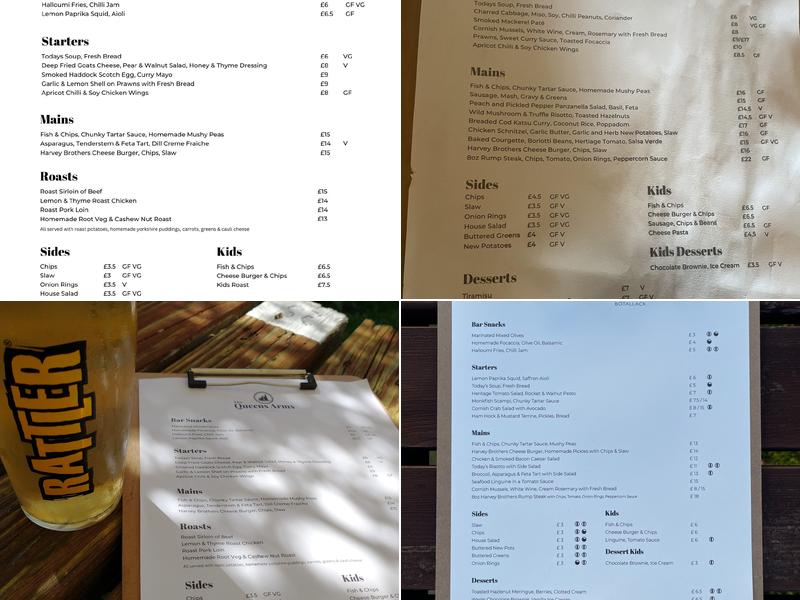 The Queen's Arms Menu