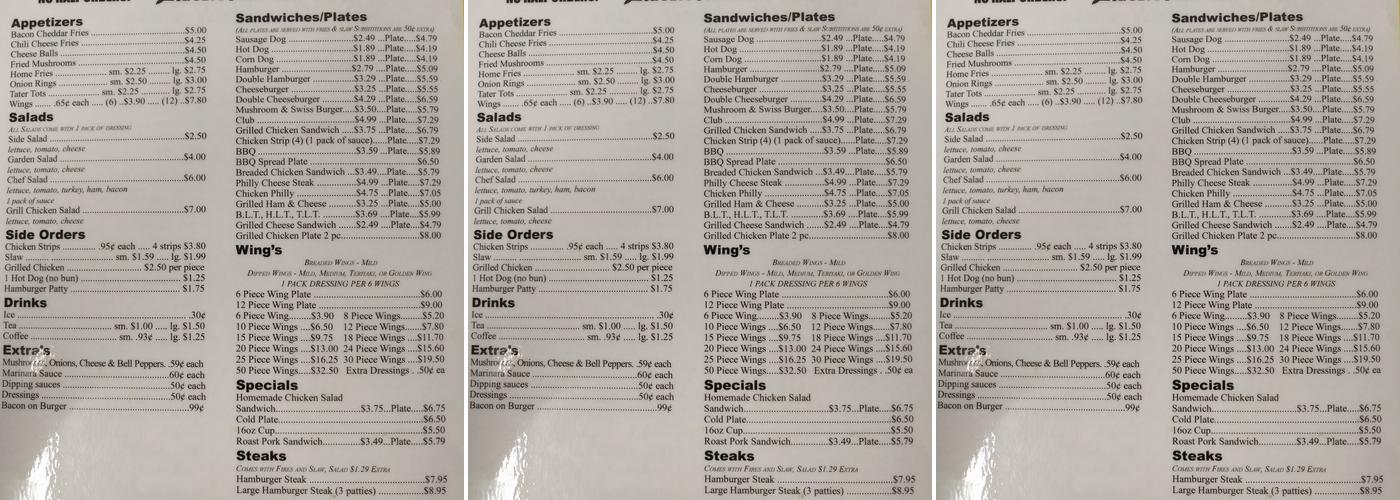 Primus Grill Menu