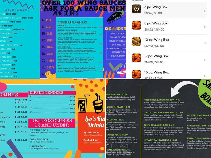 Leos Wings Menu