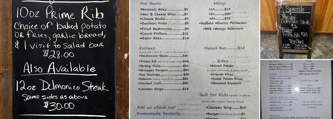 Sandy Point Restaurant Menu