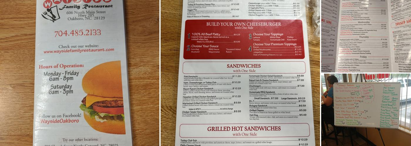 Wayside - Oakboro Menu