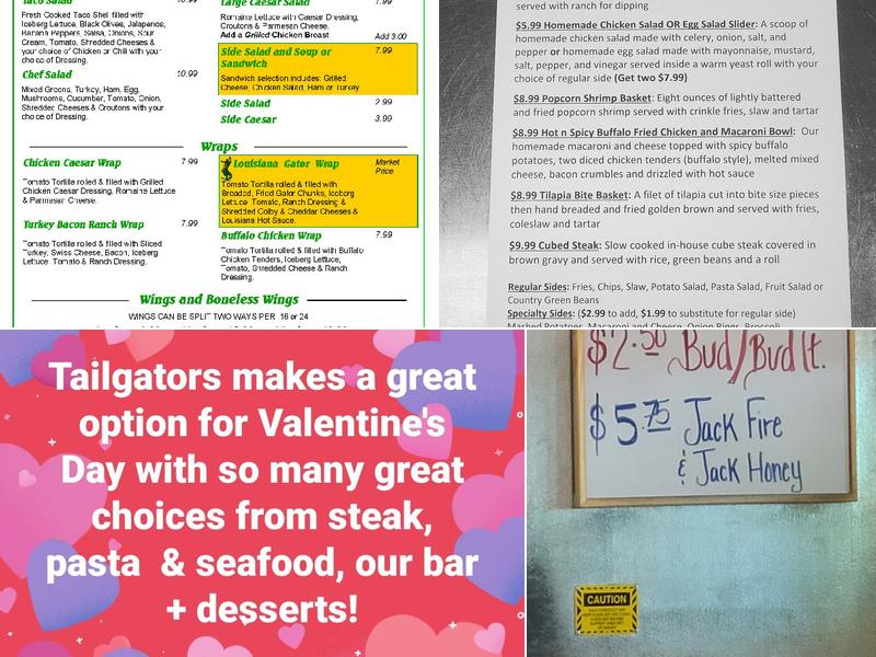 Tailgators Sports Grill Menu